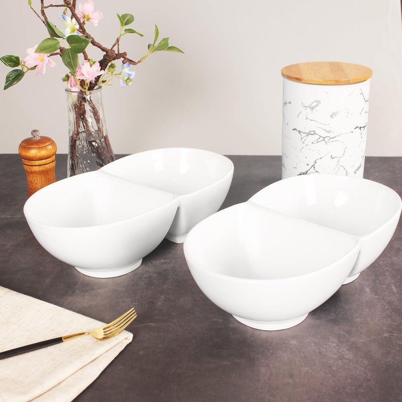 Creativity Home Creative Home Chip and Dip Bowl Set, Ceramic Divider Bowl, Plate, 1.55-Quart Moisture-Proof Cereal Bowl, Buffet Serving Set, Dishwasher, Microwave, Oven Safe, 11.8 Inch - Image 4